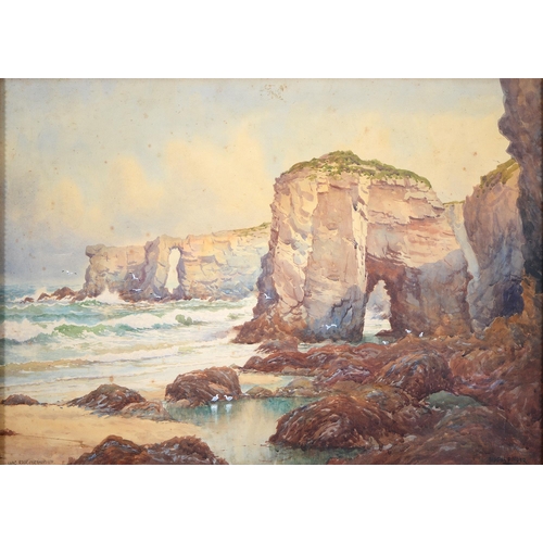 325 - Douglas Houzen Pinder (1886-1949) - Shag Rock Perranporth, signed and inscribed, watercolour, 53 x 7... 