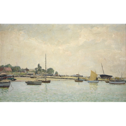 331 - Frederick Bertrand Harnack RSMA (1898-1983) - Coastal Landscape with Moored Boats; Dingy Race, two, ... 