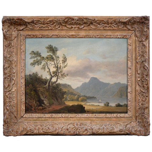 337 - Circle of Jane Nasmyth - Highland Landscape with Figures by a Loch, oil on canvas, 28 x 38.5cm... 