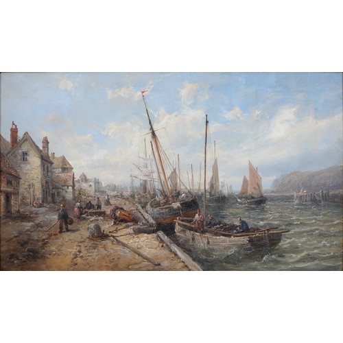 340 - William Edward Webb (1862-1903) - Fishing Boats at Peel Harbour Isle of Man, signed, oil on canvas, ... 