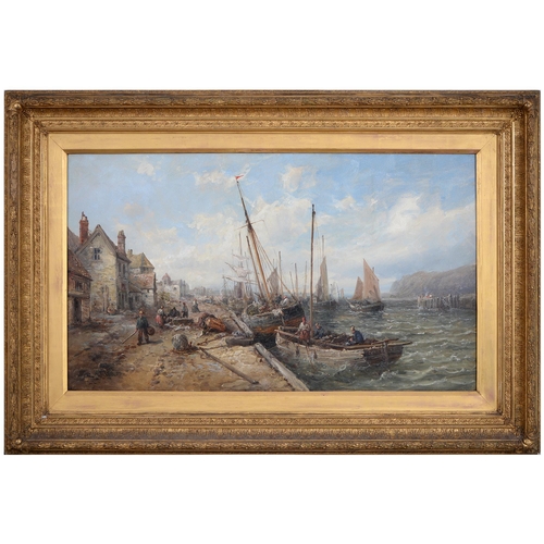 340 - William Edward Webb (1862-1903) - Fishing Boats at Peel Harbour Isle of Man, signed, oil on canvas, ... 