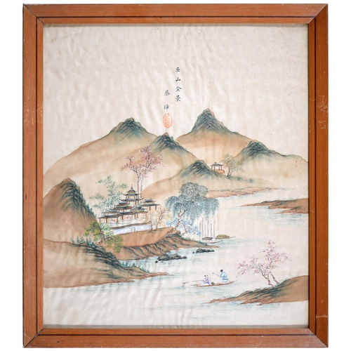 343 - Chinese School, early 20th c - Mountainous River Landscapes, ink and wash on silk, 28.5 x 34cm, a si... 