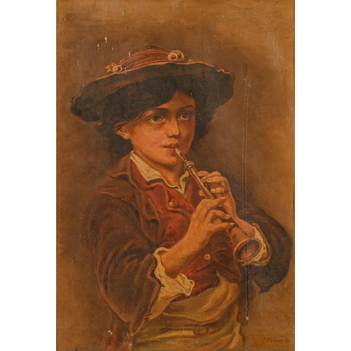 376 - G Rousens, 1911 - The Young Musician, signed and dated, oil on canvas, 59.5 x 39.5cm... 