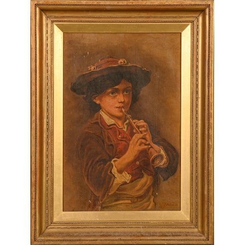 376 - G Rousens, 1911 - The Young Musician, signed and dated, oil on canvas, 59.5 x 39.5cm... 