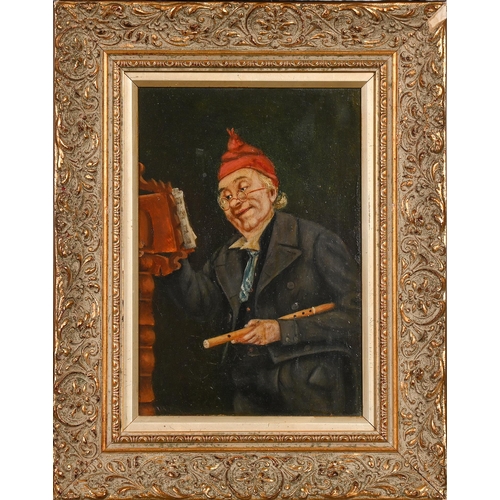 381 - German or Austrian School, late 19th c - Portraits of Musicians, a pair, oil on board over a printed... 