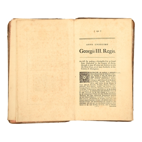 469 - Acts of Parliament.  A Navigable Cut or Canal from Chesterfield in the County of Derby through or ne... 