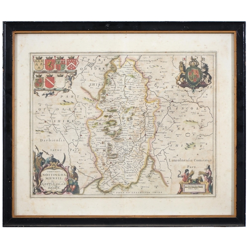 482 - Joan Blaeu - Nottinghamshire, double page engraved map, 1646, hand coloured, 47 x 56.5cm... 