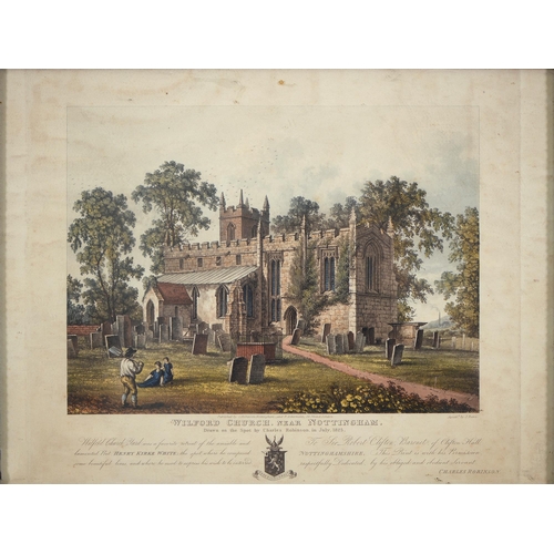 483 - J Reeve (Fl. early 19th c) after Charles Robinson - Wilford Church near Nottingham, aquatint, printe... 