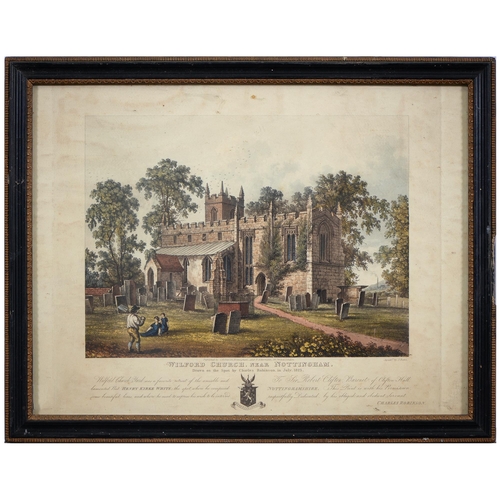 483 - J Reeve (Fl. early 19th c) after Charles Robinson - Wilford Church near Nottingham, aquatint, printe... 