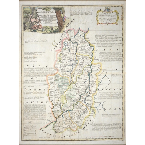 488 - Emmanuel Bowen - Nottinghamshire; Derbyshire, two, double page engraved maps, 1755 or later, hand co... 