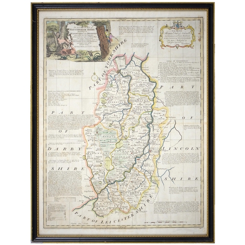 488 - Emmanuel Bowen - Nottinghamshire; Derbyshire, two, double page engraved maps, 1755 or later, hand co... 