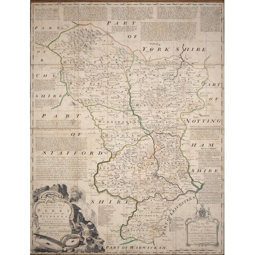 488 - Emmanuel Bowen - Nottinghamshire; Derbyshire, two, double page engraved maps, 1755 or later, hand co... 