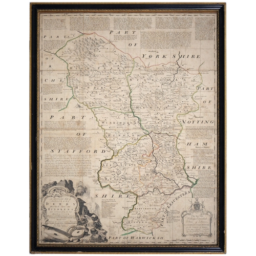 488 - Emmanuel Bowen - Nottinghamshire; Derbyshire, two, double page engraved maps, 1755 or later, hand co... 