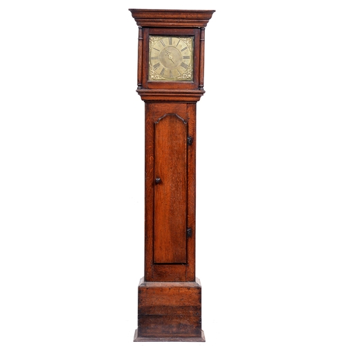 506 - An English oak thirty hour longcase clock, R[ober]t Woollat Glastonbury, 18th c, the 10