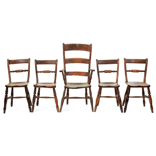 534 - Four similar beech and ash scroll back Windsor side chairs, Thames Valley, late 19th c, with elm sea... 