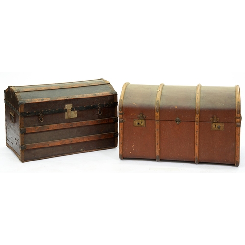 555 - Two cabin trunks, early 20th c, of domed form