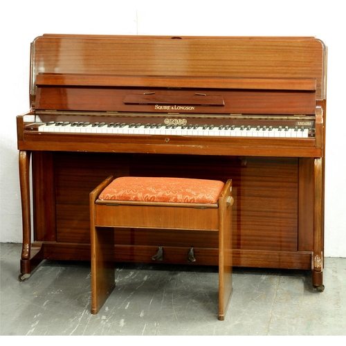 593 - A Squire & Longson walnut upright piano, 132cm l and a walnut music stool