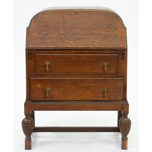 597 - An oak bureau, c1930, 101cm h; 47 x 76cm