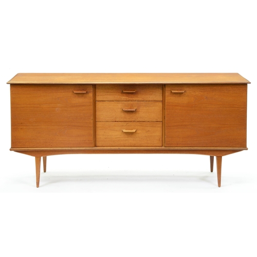 617 - An Alfred Cox mid-century modern teak sideboard, c1960, 79cm h; 49 x 171cm, maker's brass and ivorin... 