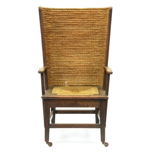 620 - Scottish furniture. An Orkney straw-backed lady's chair, D M Kirkness of Kirkwall, late 19th c, the ... 