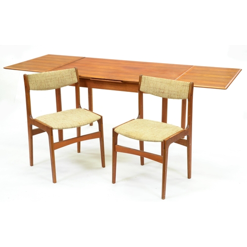 623 - A Danish mid-century modern teak dining table, c1970, with extending top, 74cm h; 79 x 208cm, marked... 