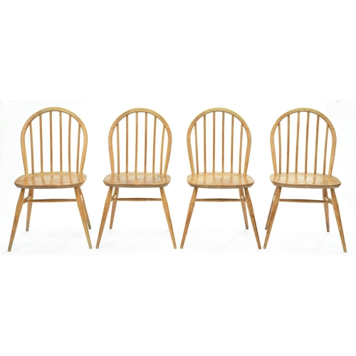 624 - A set of four Ercol beech dining chairs, mid 20th c, seat height 41cm