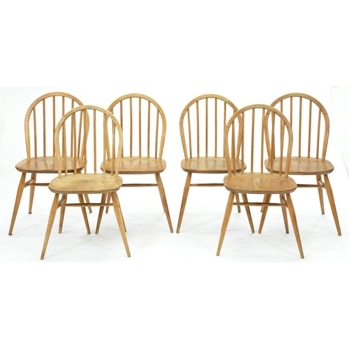 626 - Six Ercol beech dining chairs, mid 20th c, seat height 41cm