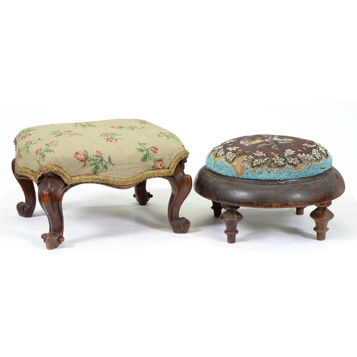 669 - Two Victorian walnut footstools