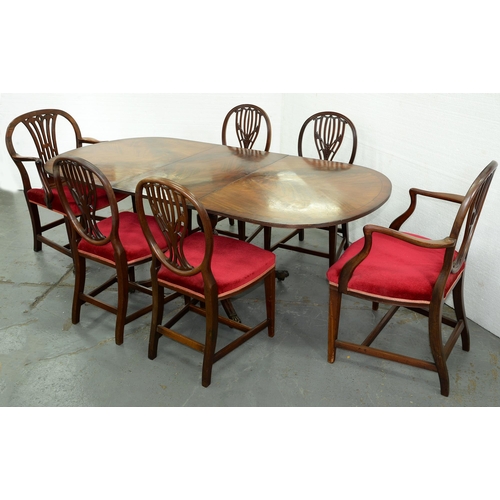 675 - A set of five mahogany dining chairs and a George III elbow chair, early 20th c and early 19th c res... 