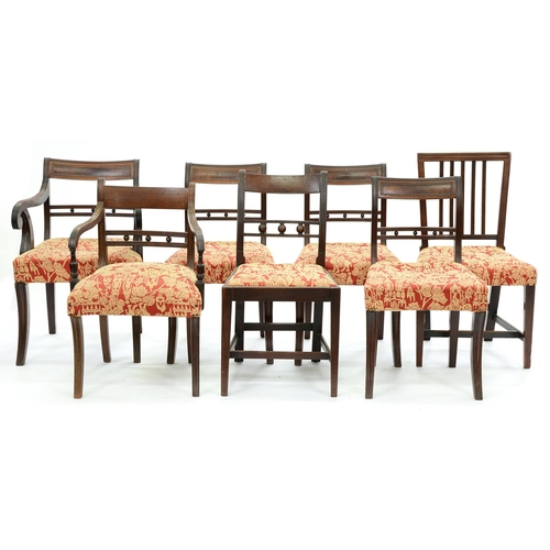 676 - A set of four George IV mahogany dining chairs, including an elbow chair, on sabre legs and three ot... 