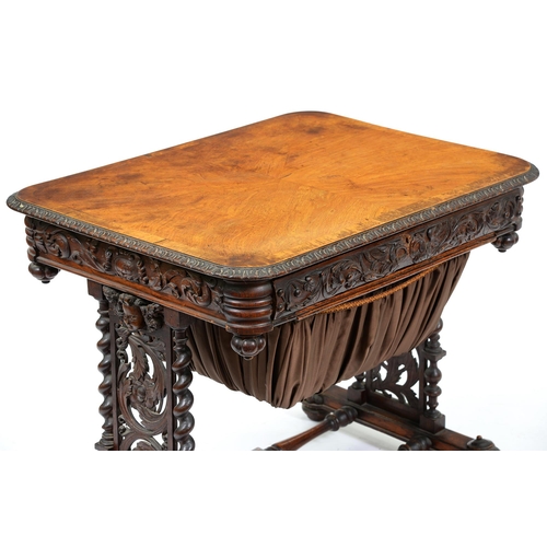 681 - A William IV antiquarian taste pollard oak and brown oak work table, dated '1643', the oblong top ve... 