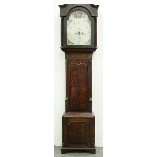 720 - A George III eight day mahogany-stained oak longcase clock, S Dalton Rugby, the painted dial with ri... 