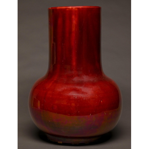 80 - An English art pottery flambe glazed vase, c1890, 50cm h