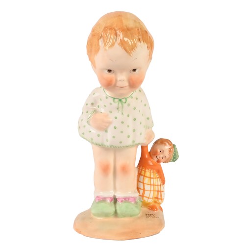 69A - A Shelley figure of The Toddler, designed by Mabel Lucie Attwell, c1937, 15cm h, printed marks... 