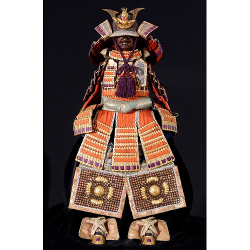 118 - A Japanese Boy's festival armour, Taisho or Showa period, including a helmet with O-kuwagata (h... 