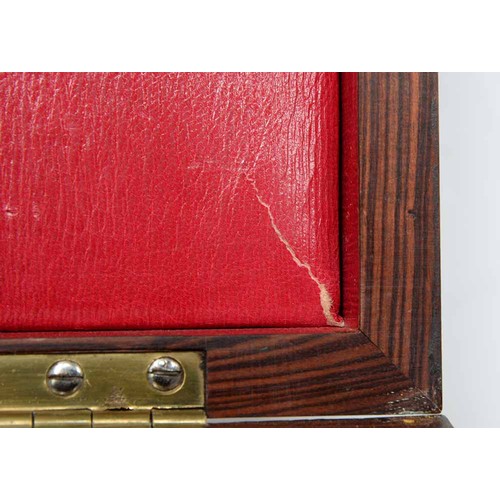 103 - A brass mounted figured mahogany writing box, early 19th c, the shaped tablet to the lid engraved Jo... 