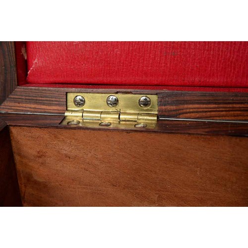 103 - A brass mounted figured mahogany writing box, early 19th c, the shaped tablet to the lid engraved Jo... 