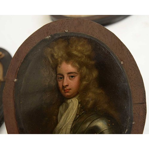 208 - Follower of Sir Godfrey Kneller - Portrait Miniatures of a Nobleman and a Lady, two, the first in ar... 