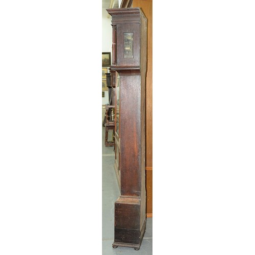 503 - An English oak eight day longcase clock, second quarter 18th c, the 11