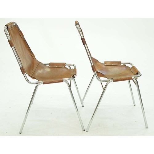 628 - A pair of mid-century modern Les Arcs chairs, the design specified by Charlotte Perriand for the Fre... 