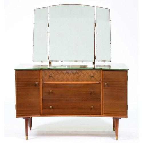 1085 - A Uniflex mid-century modern walnut dressing table, c1960, 140cm h; 52 x 116cm