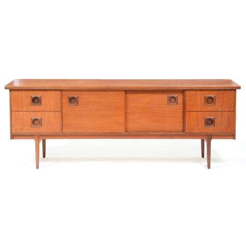 1102 - A mid-century modern teak sideboard, c1960, 74cm h; 45 x 198cm