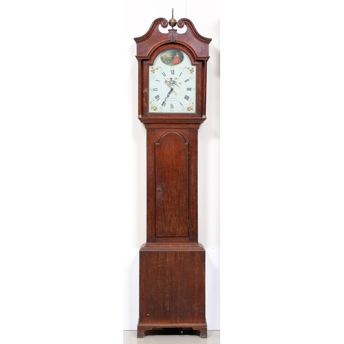 1118 - An English oak thirty hour longcase clock, Jno Hudson Nottingham, early 19th c, the breakarched dial... 