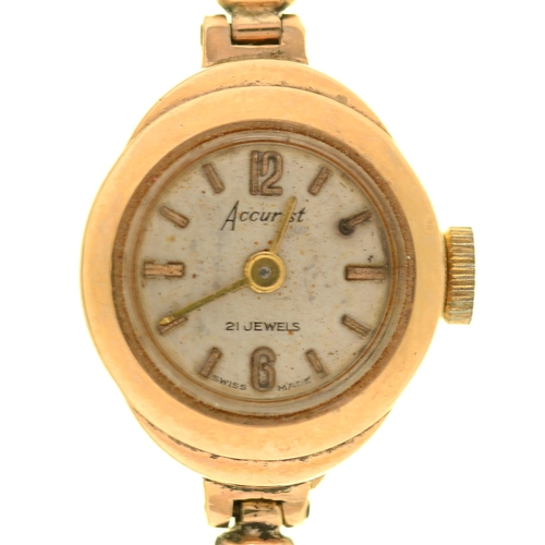 18 - An Accurist 9ct gold lady’s wristwatch, 14 x 18mm, on 9ct gold Brazilian mesh bracelet, Edinbu... 