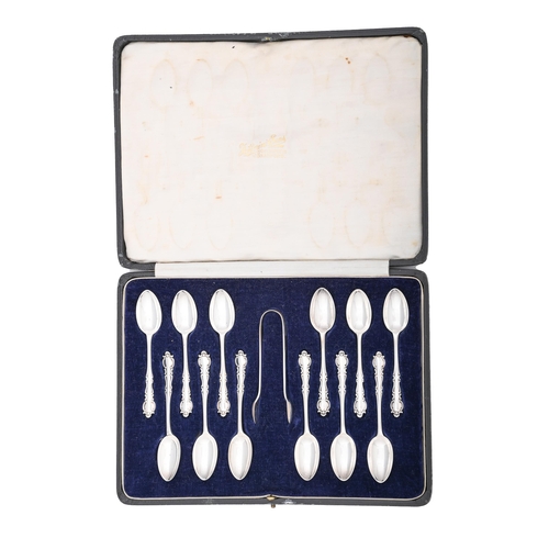 360 - A set of twelve George V silver coffee spoons, by Josiah Williams & Co, London 1917 and a pair o... 