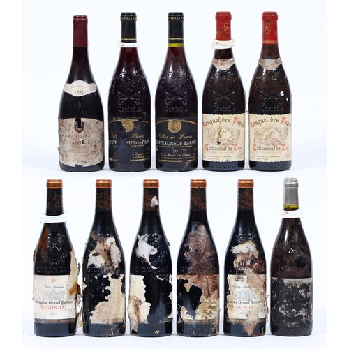 437 - Gigondas Domaine Grand Romane 2013, five bottles, Bosquet des Papes 2005, two bottles, Chateauneuf d... 