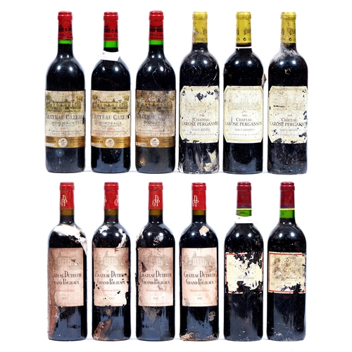 462 - Chateau Larose Perganson 2000, CB, three bottles, Chateau Cazeau 2000, CB, three bottles, Chateau Du... 