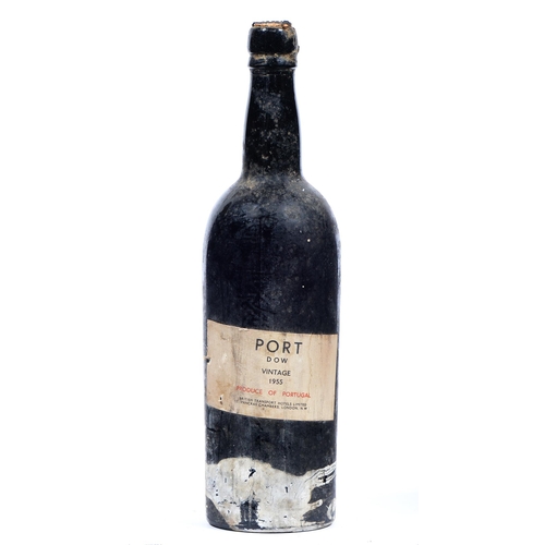 466 - Dow Vintage Port, 1955, one bottle, wax capsule (some missing), label fair, level into shoulder... 