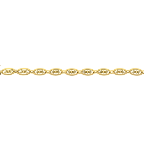 52 - A French gold bracelet,  of pierced oval links, 13cm l, indistinct maker's and tete d'aigle control ... 