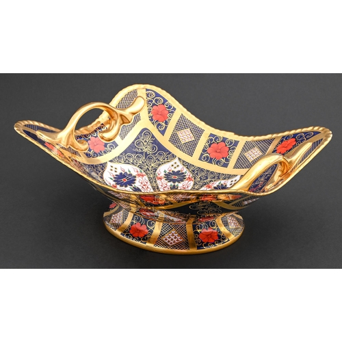 541 - A Royal Crown Derby Imari pattern basket, 1979, 28.5cm l, printed marks